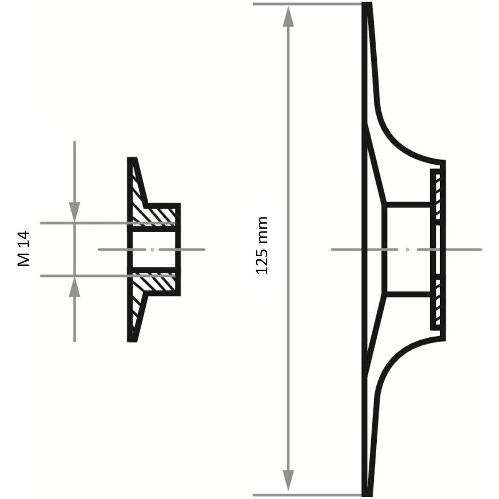 Produktbild von LUKAS Werkzeugaufnahme GTH Für Vliesscheiben 125 Mm – M14 Für Winkelschleifer, Flach, Stabil