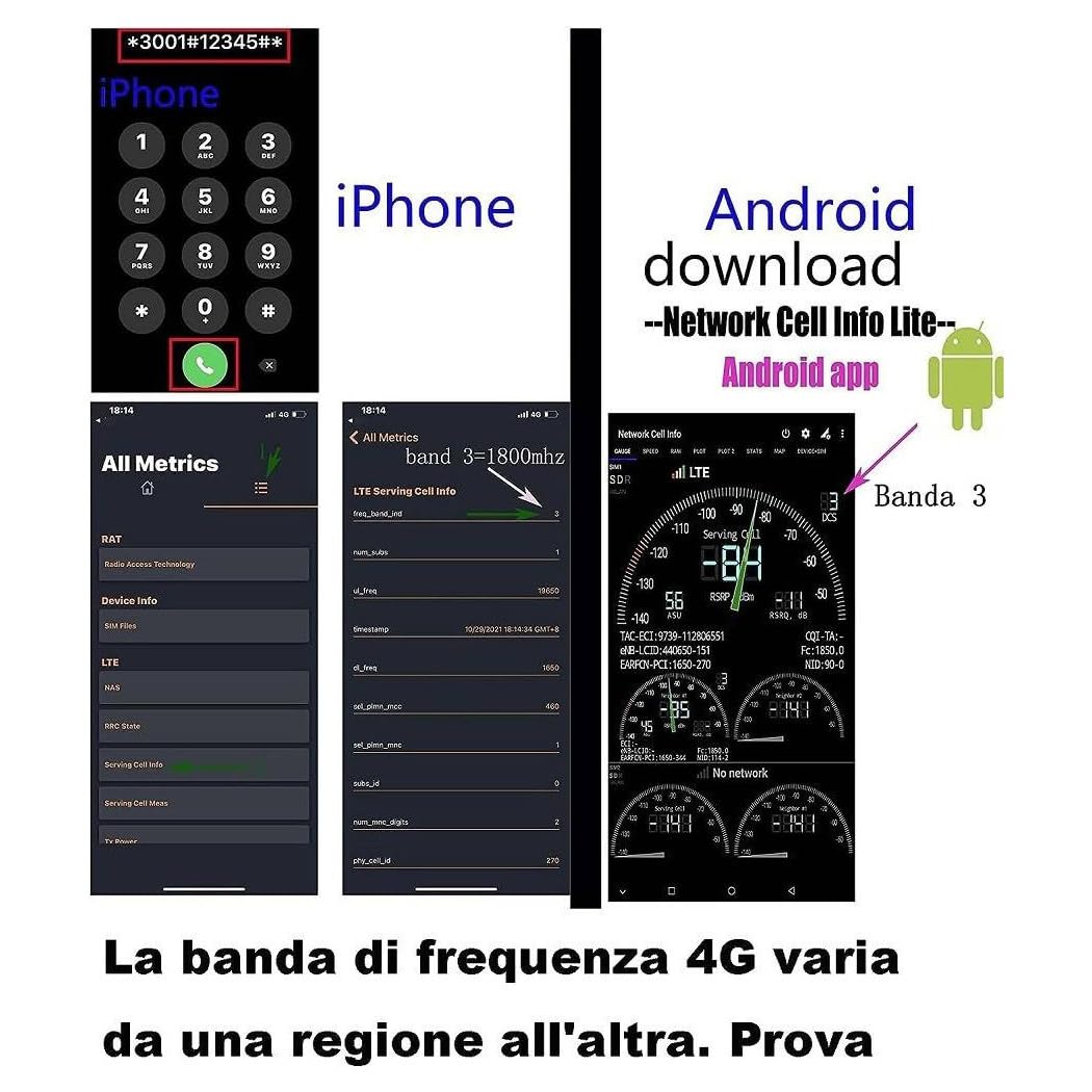 Trade Shop - Set Amplificatore Segnale Cellulare 2g 3g 4g LTE 900 1800 2100 MHz DCS Wcdma gsm
