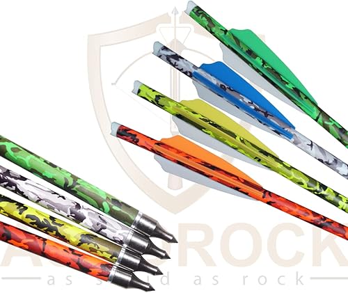 Miniatura 4 de Coloridos pernos de ballesta de camuflaje, flechas de carbono de 18 pulgadas con paletas de 3 pulgadas, punto de campo desmontable y nock, 12