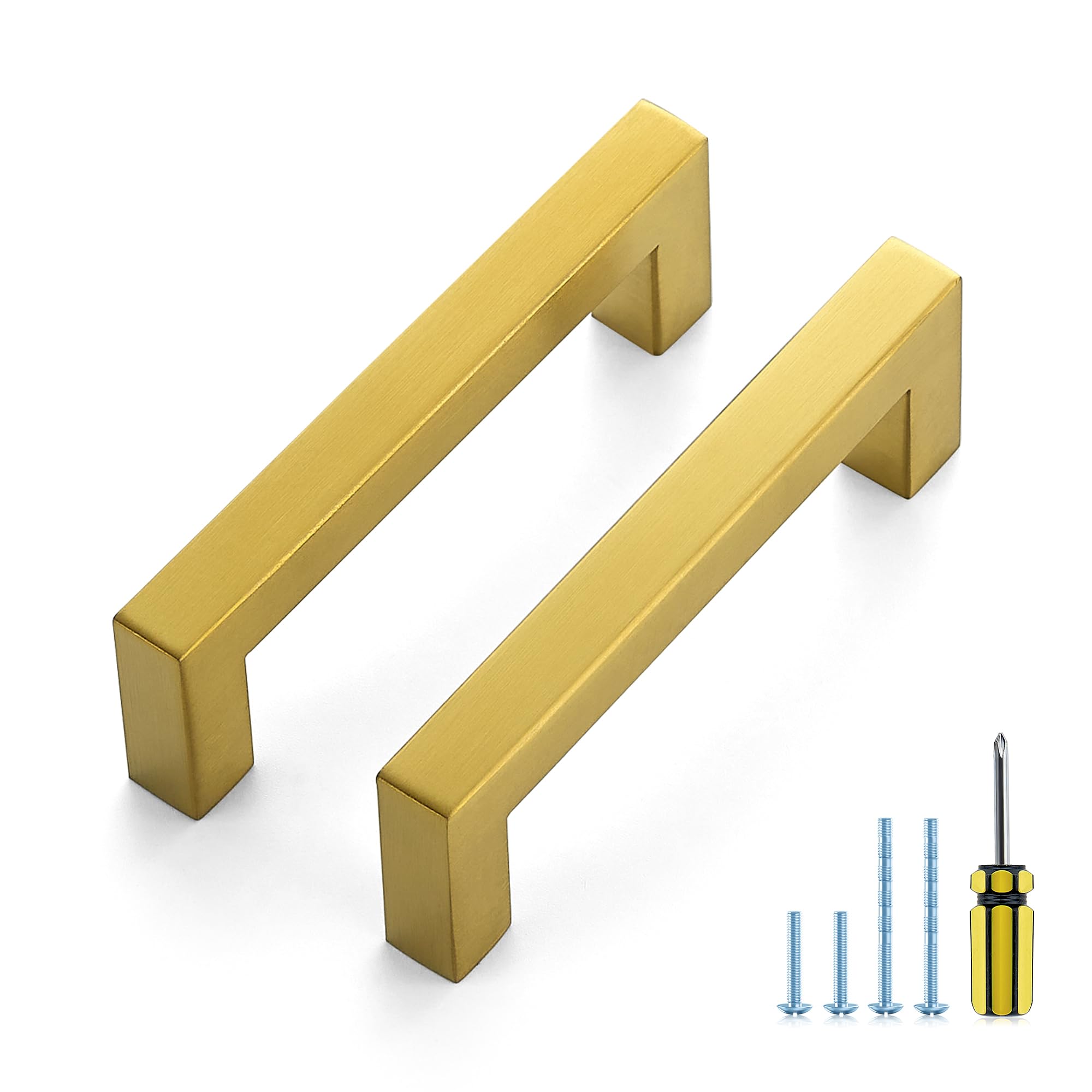 Ravinte Gold Square Pulls Cabinet Handles,3-3/4 Inch,20 Pack