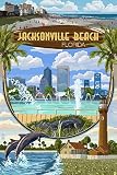 Lantern Press Jacksonville Beach, Florida, Montage Scenes 1000 Piece Jigsaw Puzzle for Adults, Made in USA with Reference Poster
