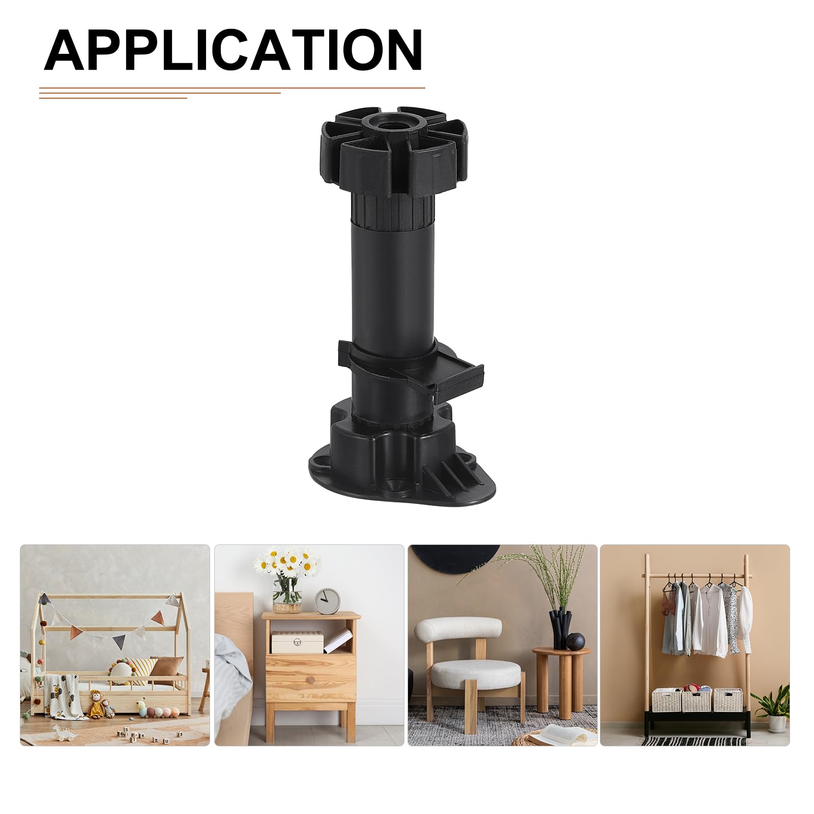 DTGN 120x46mm(LxW) Adjustable Leveling Feet - 4Pack- Good for Furniture - Leveler Support Frame Replacement Legs - Black - Image 4