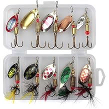 10Pcs/Set Sequins Spinner Fishing Lures with Hook, Lifelike Rotating Metal Spinner Bait Crankbaits Set Fishing Tackle Sharp Treble Hooks10pcs