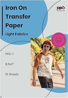 PPD 10 Sheets 8.5x11” - Inkjet Iron-on Heat Transfer Paper for White & L...