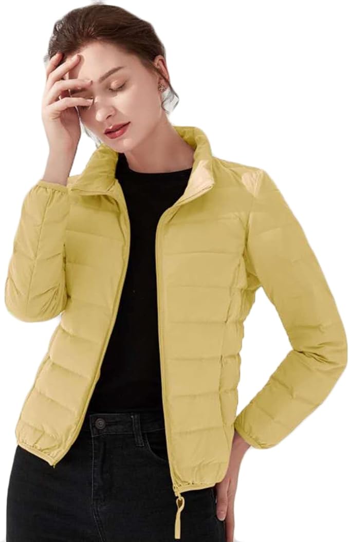 Amazon レディース ダウンジャケット ステンカラー ライトダウン 立ち襟 ダウンコート 軽量 防風 登山 暖かい ダウン コート おしゃれ 秋冬 無地 着膨れせず スリム 大きいサイズ アウトドア 女性用 マウンテンスキー コート ジャケット 通販