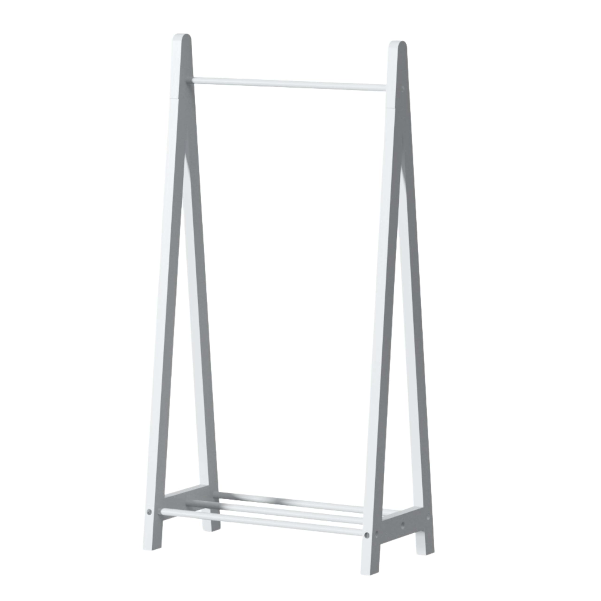 Miroytengo Appendiabiti Per Bambini A Forma Di Asino – Bianco – Con Asta E Ripiano – 60x114x30 Cm – Melamina – Organizer Camera