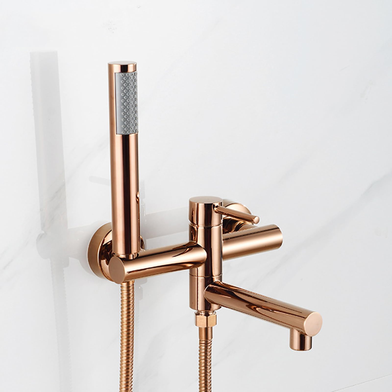 Grifo Mezclador de Ducha Y Bañera Grifos de Bañera con Ducha Incorporada Oro Rosa Grifo Giratorio de 90° Grifo de Agua Fría Y Caliente para Baño Grifo Mezclador de Ducha
