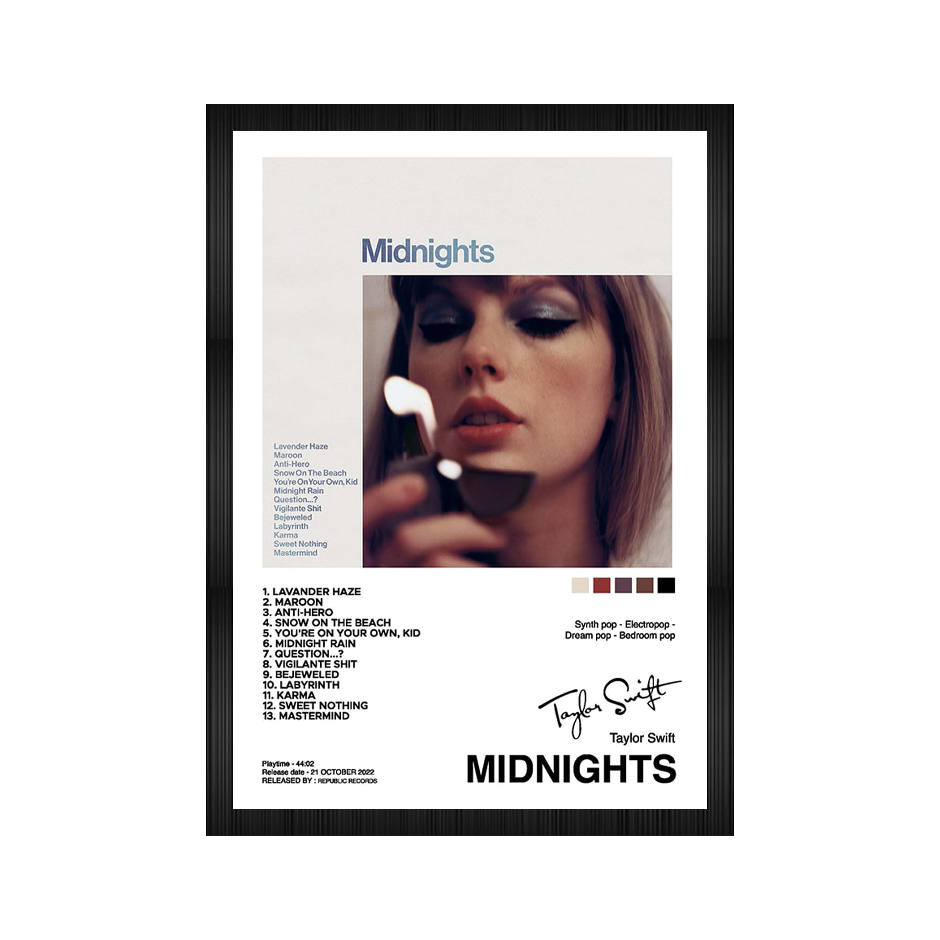 CodersParadiseTaylor Swift Midnight Wall Poster Frames | Aesthetic A4 Poster Frames For Home, Living Room, Bedroom and Office | Wall Frames Artworks | Hanging Theme Posters