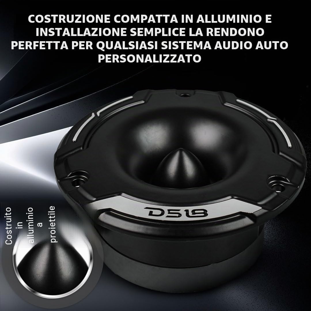 DS18 PRO-TWZ1 - Tweeter a compressione Super Bullet da 9,7 cm, 4 Ohm, bobina da 2,5 cm, in alluminio, ideale per sistemi audio Pro Car Audio, impressionante sensibilità 105 dB, coppia