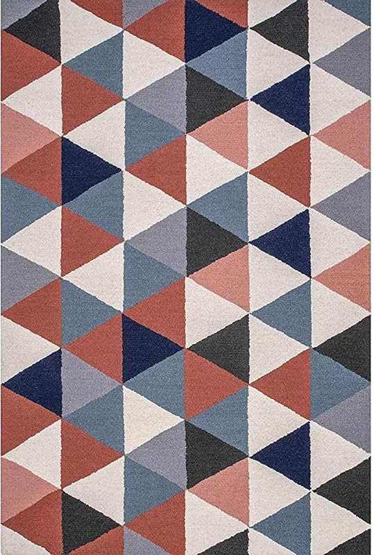 Image of Hand Tufted Wool Carpets Anti Shedding Rug Modern Carpets for Living Room Size 6x8 Feet