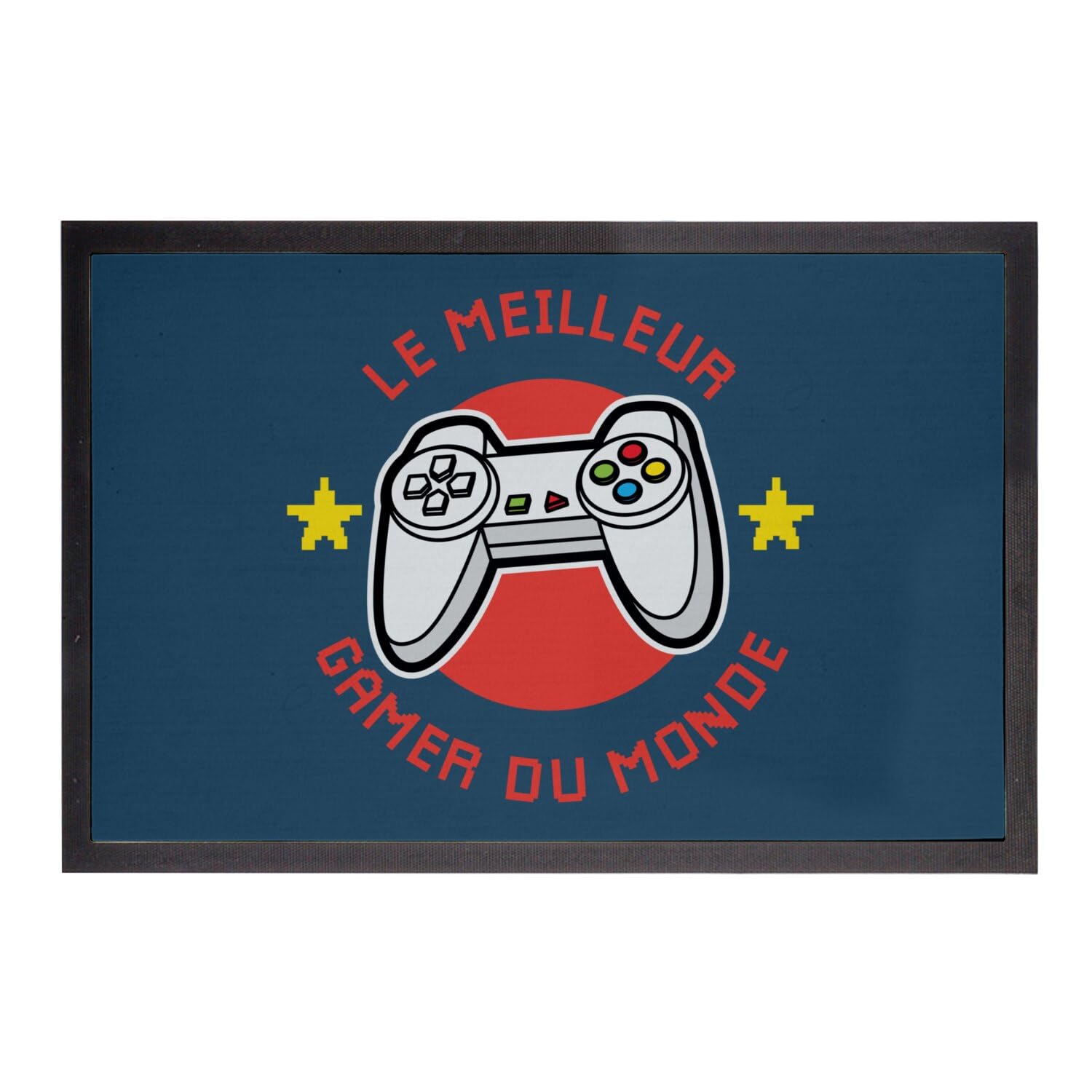 Meilleur gamer du monde paillasson bleu retro original idee cadeau anniversaire