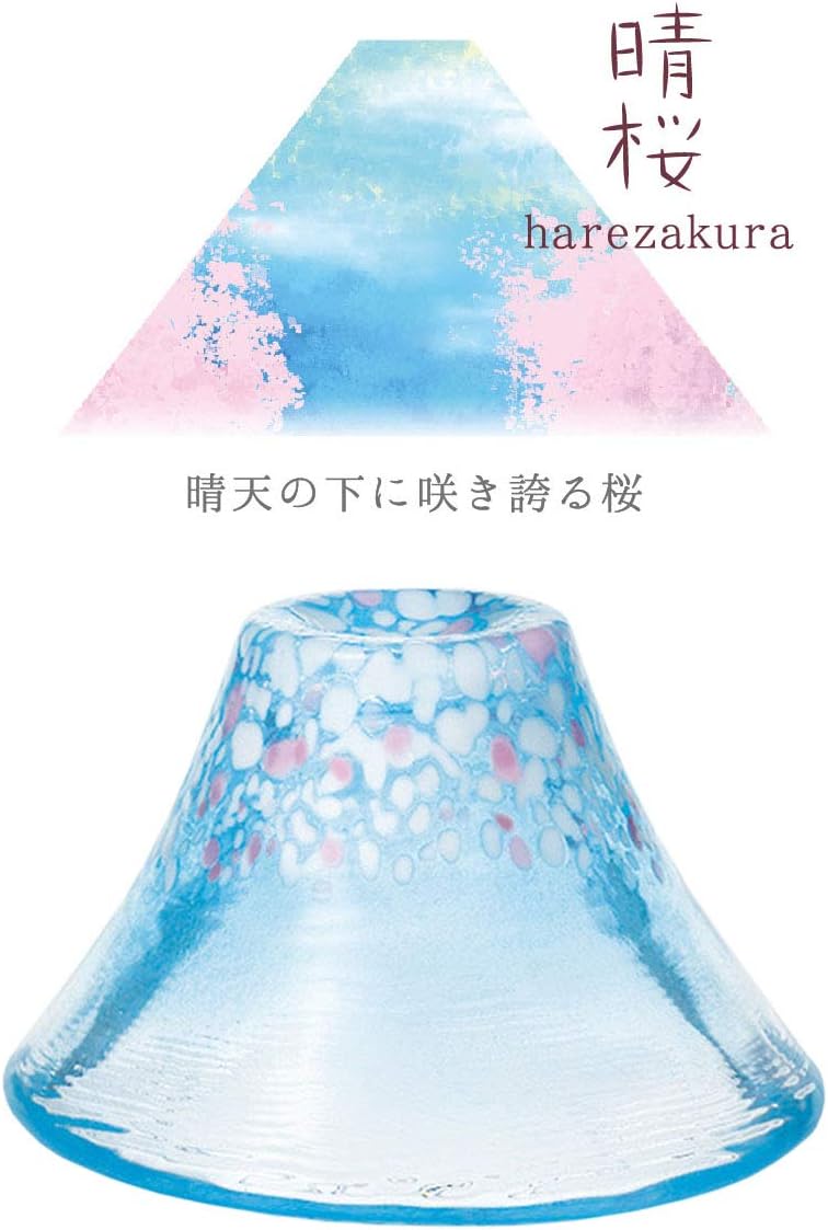 Toyo Sasaki Glass, Japanese Sake Glass, Congratulations Cup, Sakura Fuji, Haruzakura, Blue, Approx. 1.5 fl oz (45 ml)