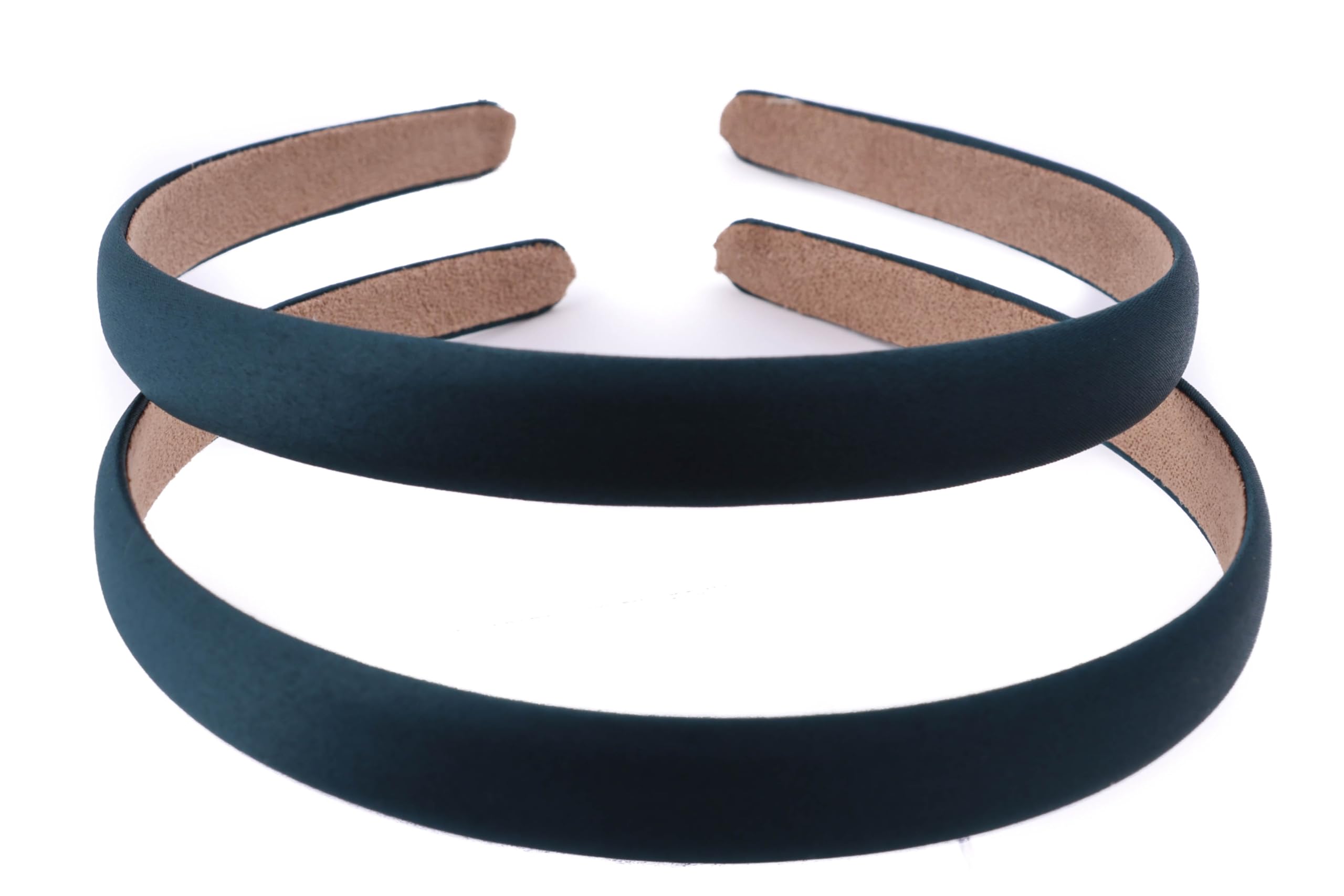 Mytoptrendz 2 PCS Satin Headbands for Womens 0.6 Inch Wide Head Band Fashion Solid Alice Hair Bands Anti-slip for Girls School Bridesmaid Costum Party & DIY Accessories(Dark Green)