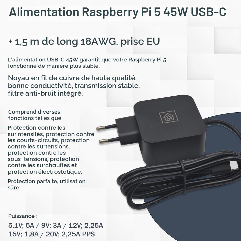 Raspberry Pi 5 16 Go PCIe M.2 NVMe - Kit | Boîtier métallique | Refroidisseur actif | Carte PCIe SSD M.2 NVMe | Alimentation USB-C 45W | Carte SD 64 Go | Câble Micro HDMI 4K | Idéal pour Home