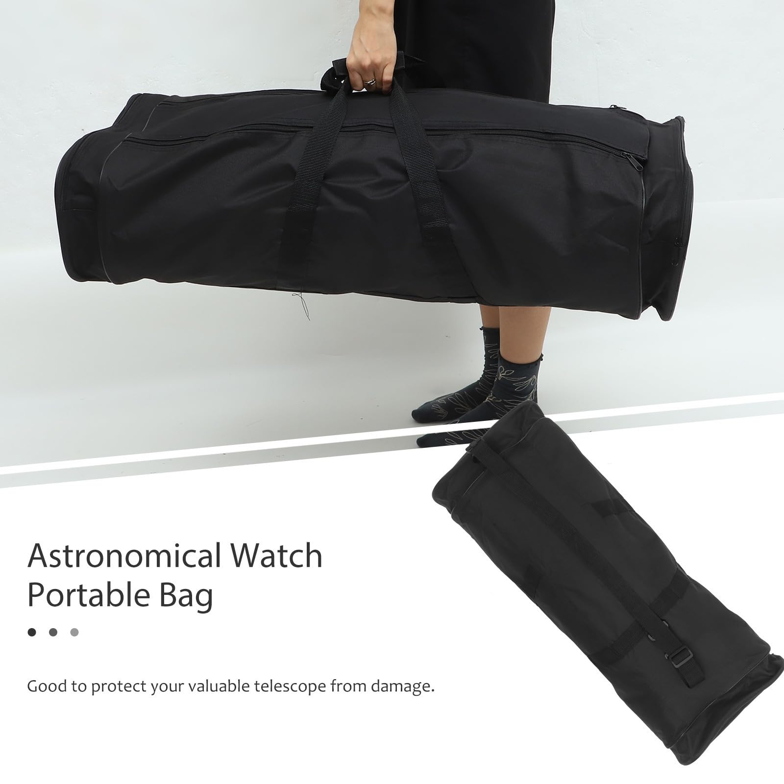 Zaino Telescopio in Nailon Nero, Comodo e Facile da Aprire, Borsa Porta Telescopio per Uso Outdoor Design Semplice alla Moda
