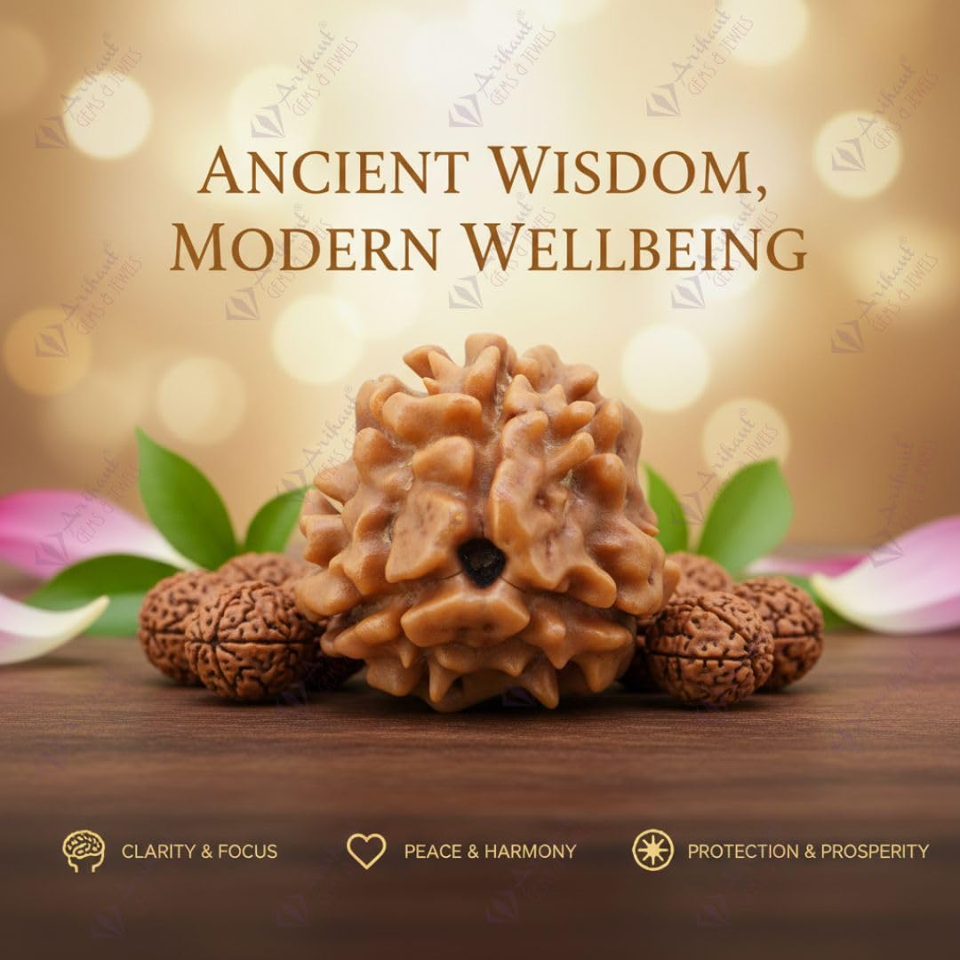 Arihant Gems & Jewels 3 Mukhi/Faced Nepali Rudraksha | Natural & Certified | Astrological Three Mukhi/Faced Rudraksha | Positive Effect | Unisex Both for Men & Women. 2