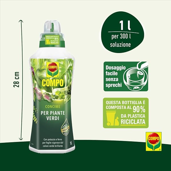 COMPO Concime liquido per Piante Verdi, Per piante d'appartamento e da balcone, 1 l - 4