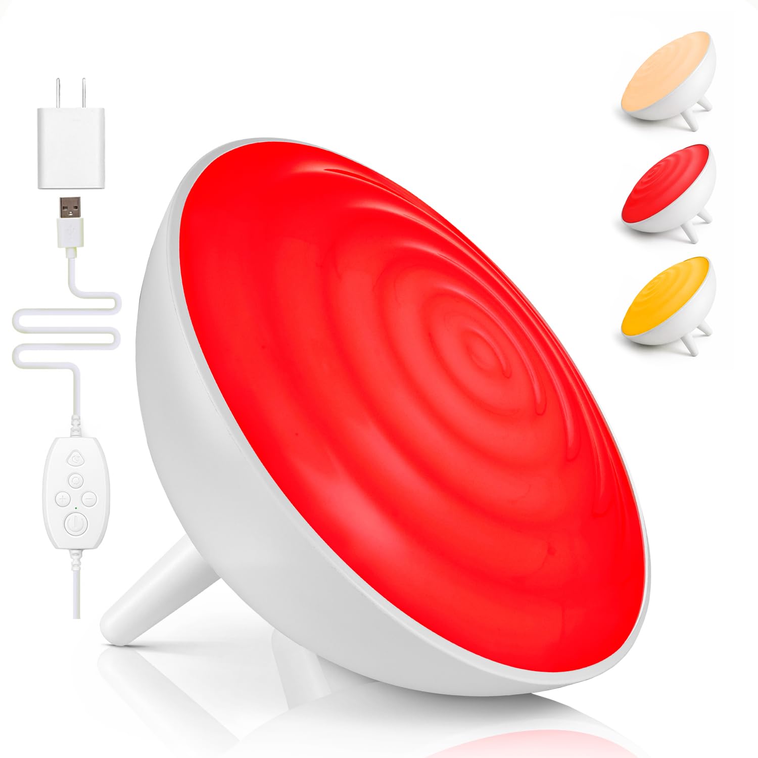 BOHON Veilleuse à lumière rouge avec minuteur, 3 modes de couleur, 10 modes de luminosité, intensité variable, lumière rouge, 660 nm, veilleuse rouge pour chambre à coucher, chambre d'enfant, maison