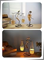 Vista 4 de Centro de Mesa De Comedor, portavelas LED, esculturas de hierro, decoración de mesa, figura de hierro multifuncional con luz de vela, colección