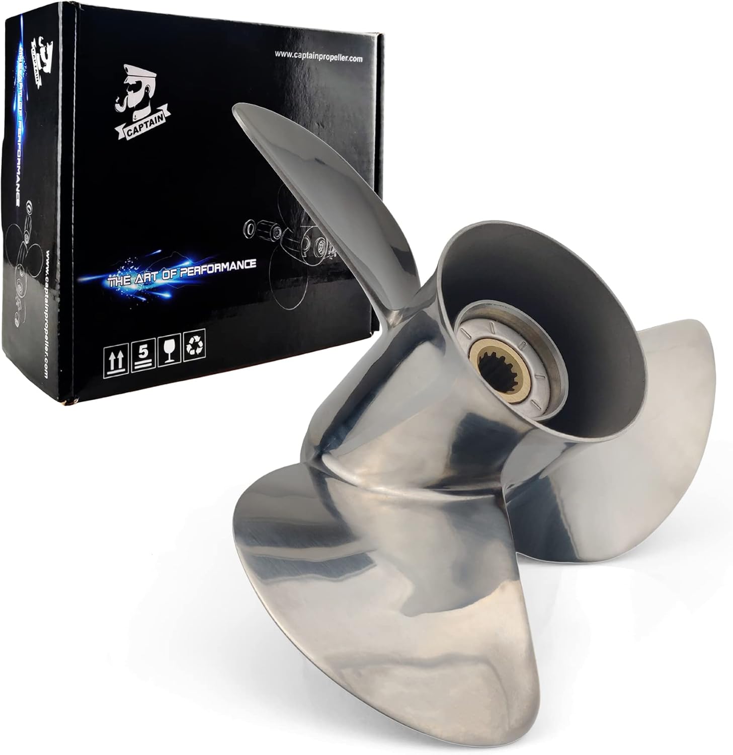Boatman Outboard Propeller SS Fit Suzuki Boat Engines DF60/70 DT70/75/85/90/100/115/140 HP 3 Blades 13 Spline Tooth RH