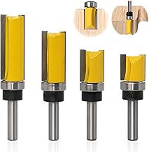Lot de 4 Fraise à Copier Bois Tige de 8 mm, Fraises à Rainurer pour Défonceuse, Fraise Droite de Copiage, Outil de Coupe Professionnel pour Routeur (4)