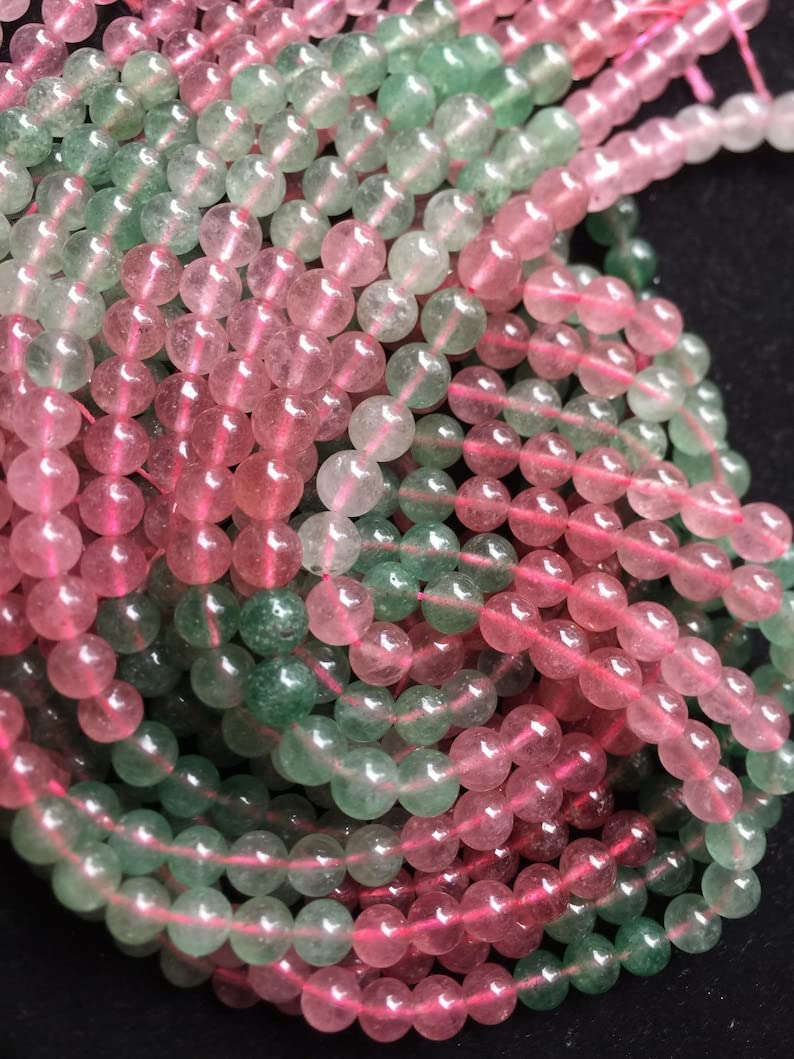 LKBEADS Unisex 8 Inch Strawberry Quartz 10Mm Round Shape Smooth Cut Stones for Jewellery Making, Beading & Craft Supplies -13843