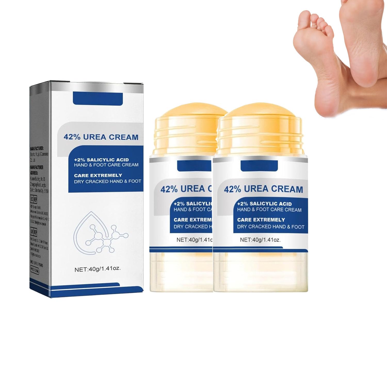 Crema para pies con 42% de urea para talones agrietados secos,Crema de urea al 42%, Barra hidratante para pies,Reparación de talones agrietados para talones agrietados secos (2pcs)