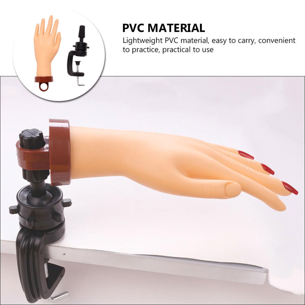 Manicure Training Nail Practice Hand Model with Flexible Fingers and Stand Nail Art Accessory for Salon and Student Use Realistic Soft Fake Hand and Practice