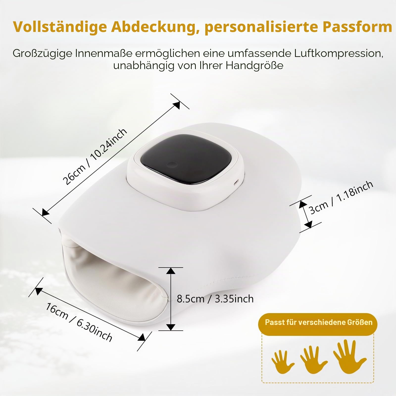 Handmassagegerät, Hand Massagegerät mit 3D-Luftkompression | LED-Licht, Thermotherapie, Wireless, Elektrisch, Entspannung für Hand & Finger, Arthritis, Karpaltunnelsyndrom, Handmassage