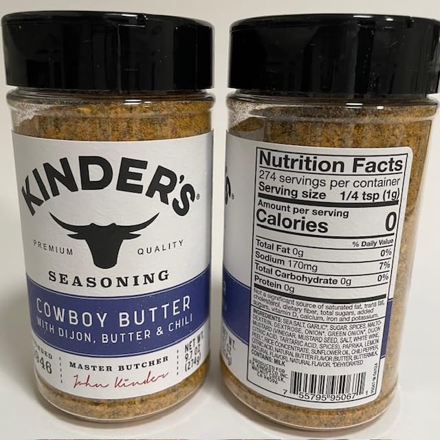 Seasoning Set, KINDERS, Grilled Chicken 9.2oz, Cowboy Butter 9.7oz, Prime Rib 7.8oz, The Blend 10.5oz, Pantry Essential Assortment, Variety 4 Pack, Spices Rubs Seasonings