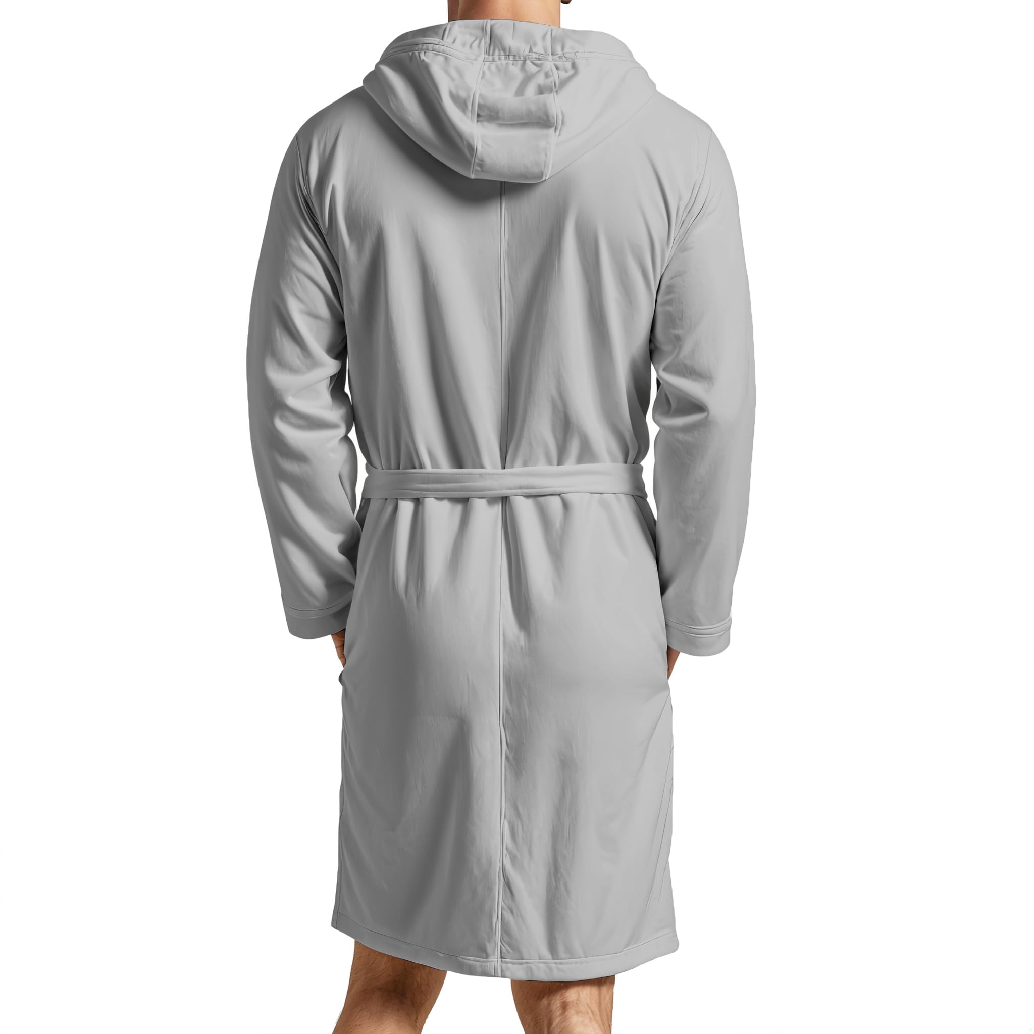 PETTI Artigiani Italiani Szlafrok z Mikrofibry Męski Damski z Kapturem, Kieszeniami, Paskiem, Unisex Szybkoschnący na Siłownię, Basen, Plażę, Spa, Szary, L