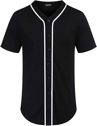 Miniatura 2 de COOFANDY Camiseta de béisbol con botones para hombre, manga corta, hipster, hip hop, camisetas