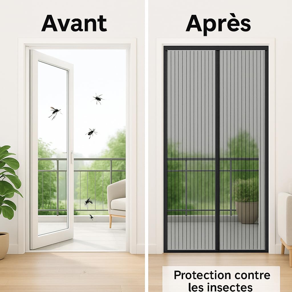 Moustiquaire Porte Rideau 60 X 180 Cm Facile à Installer