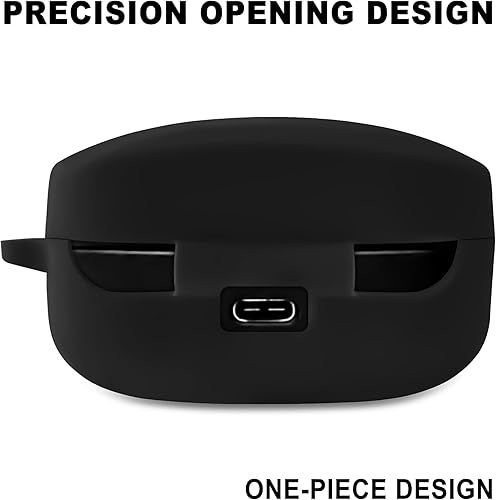 Miniatura 4 de Geiomoo Funda de transporte de silicona compatible con Sony WF-1000XM4, funda portátil resistente a los arañazos y golpes con mosquetón (negro)