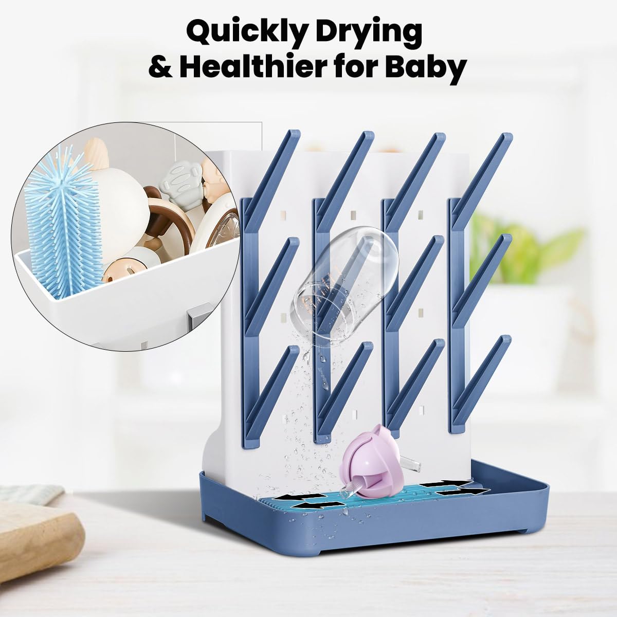WillMall Baby Bottle Drying Rack: Vertical Space Saving Large Bottles Holder, Standing Boon Dryer Rack Baby Accessory - Image 4