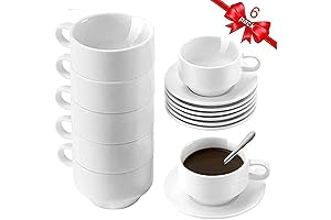 Deccoo Porcelain Espresso Cups with Saucers and Spoons