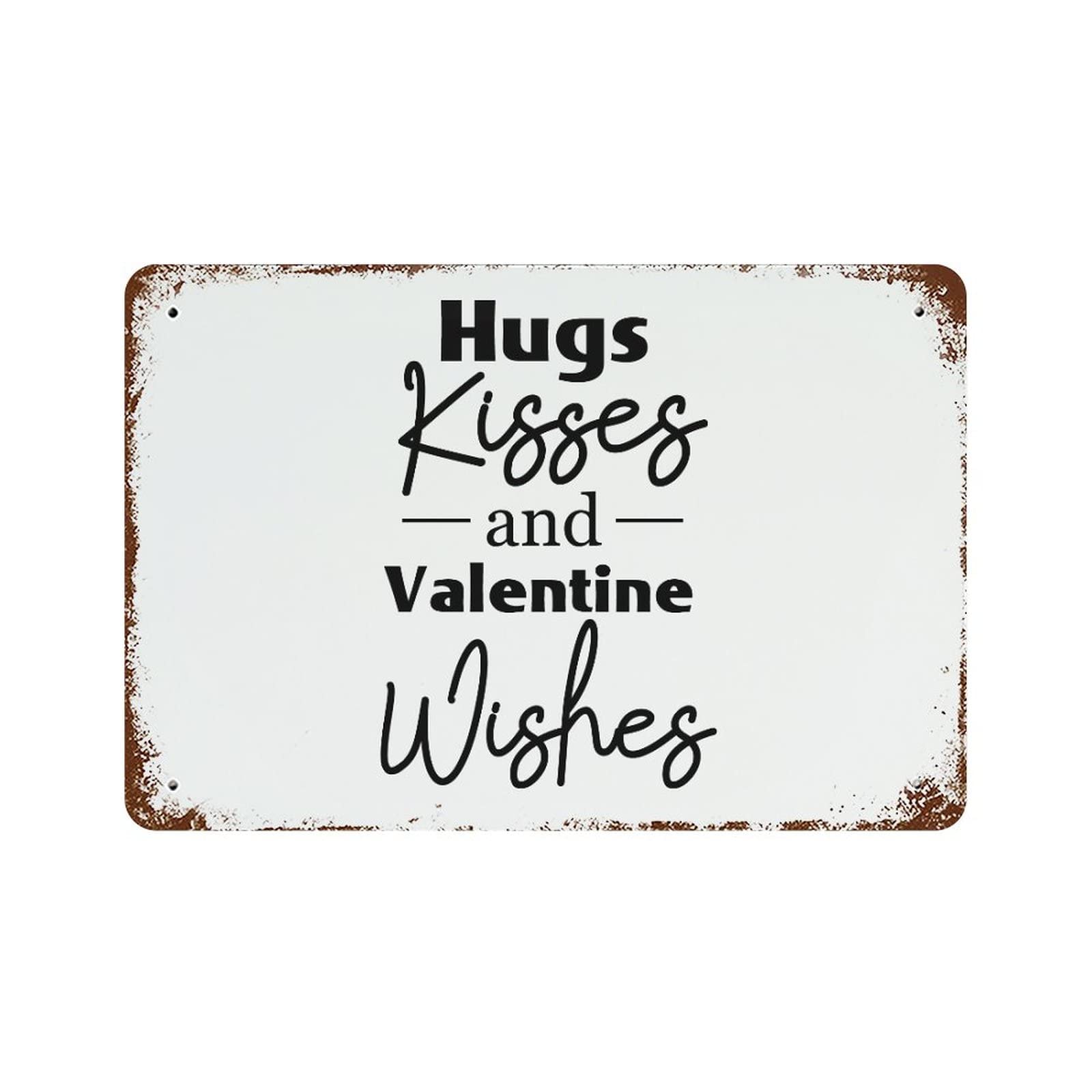 Plaque en métal Hugs Kisses vintage de qualité pour pub