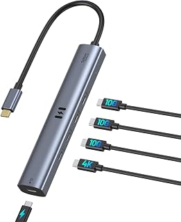 Selore 10Gbps USB C Hub: 5-in-1 Multiport Adapter with 4K@60Hz Video, 100W PD Charging, 10Gbps Data for MacBook, iPad, Laptops