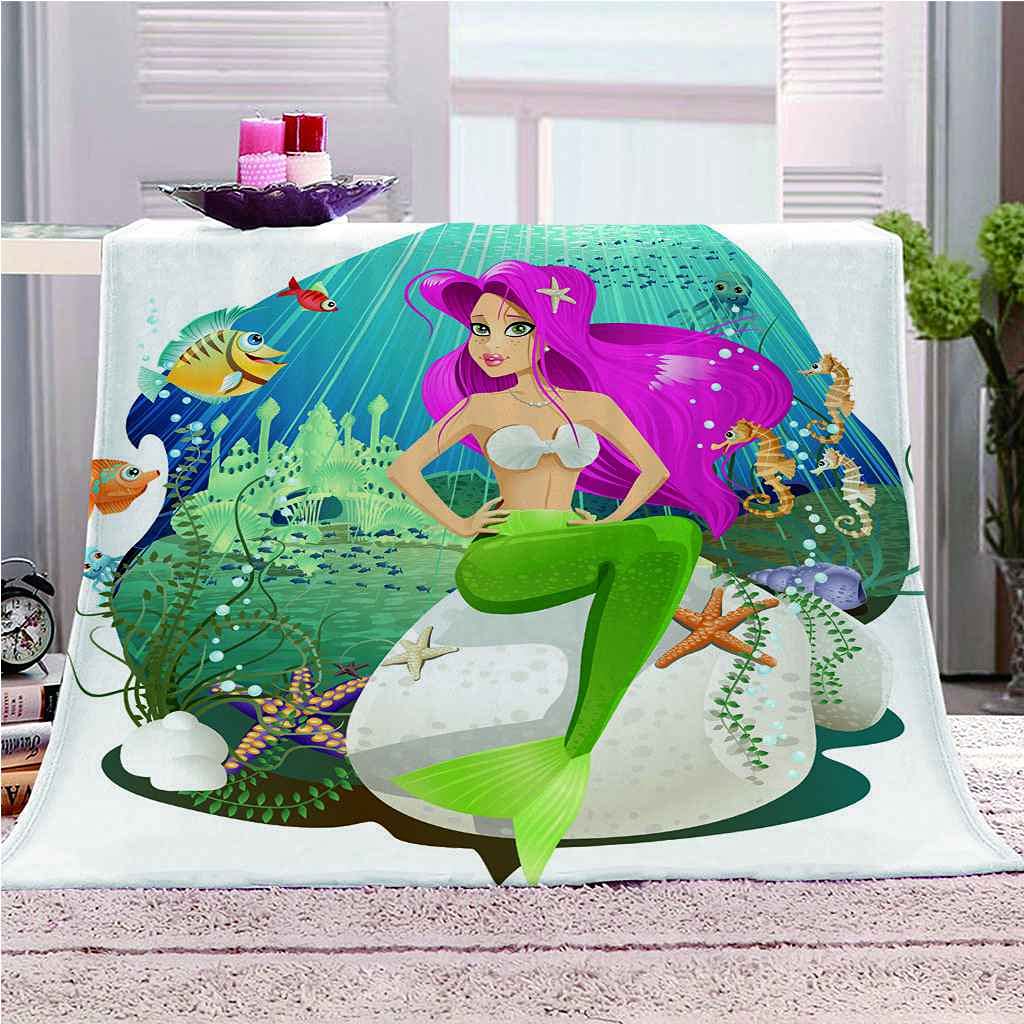 Couverture sirène flanelle contre le froid : plaid microfibre doux lit et canapé
