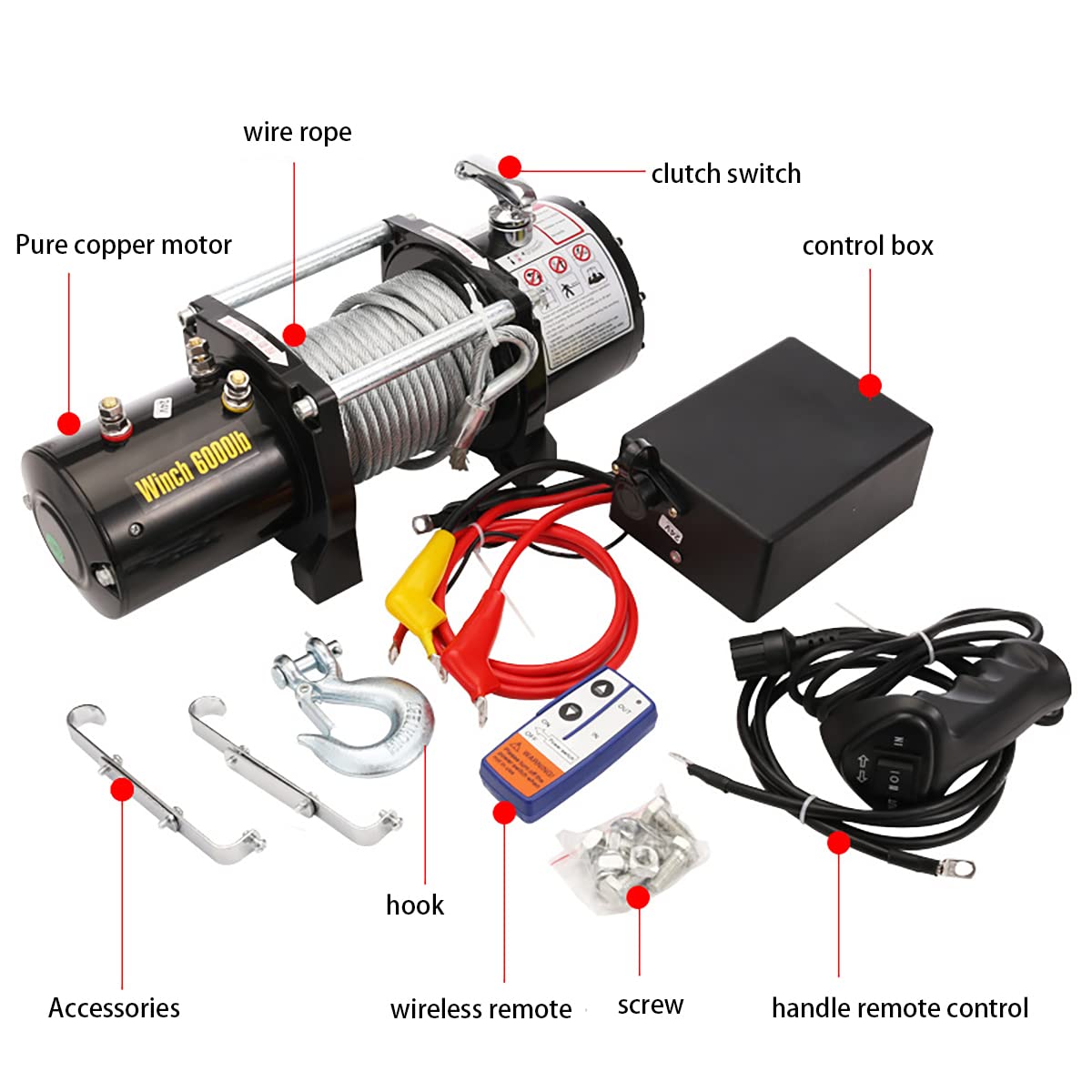 Zestaw wciągarek elektrycznych 12 V, 24 V, 2000-6000 lbs, wyciągarka elektryczna ciężarówka z liną syntetyczną z bezprzewodowym pilotem, do ciężarówki, przyczepy, załadunku ATV, 3500 funtów, 24 V