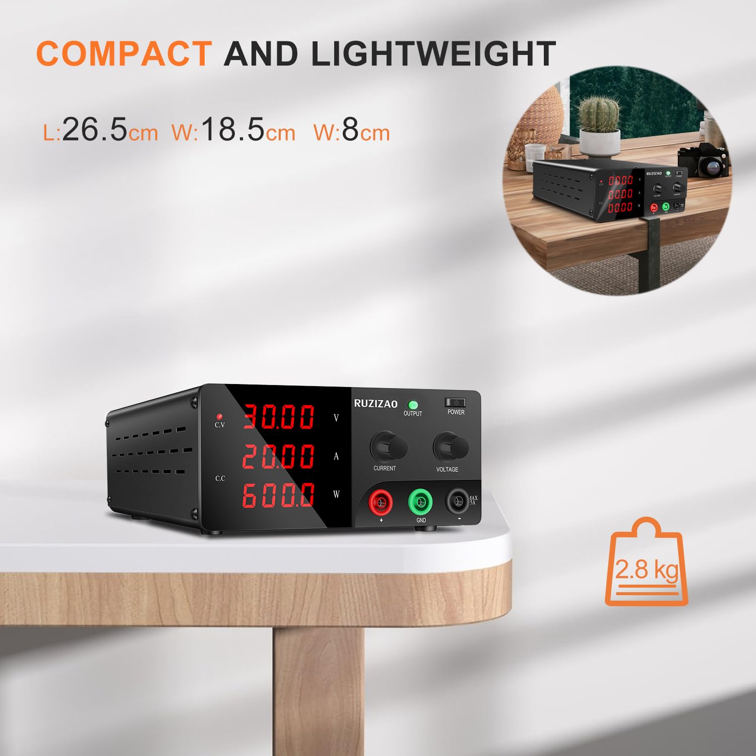 Alimentatore da Banco 30V 20A 600W Alta Potenza Alimentatore da Laboratorio con OUTPUT/Encoder, Alimentatore Regolabile con Display a LED a 4 Cifre e Uscita Stabile per Laboratorio/Elettronica