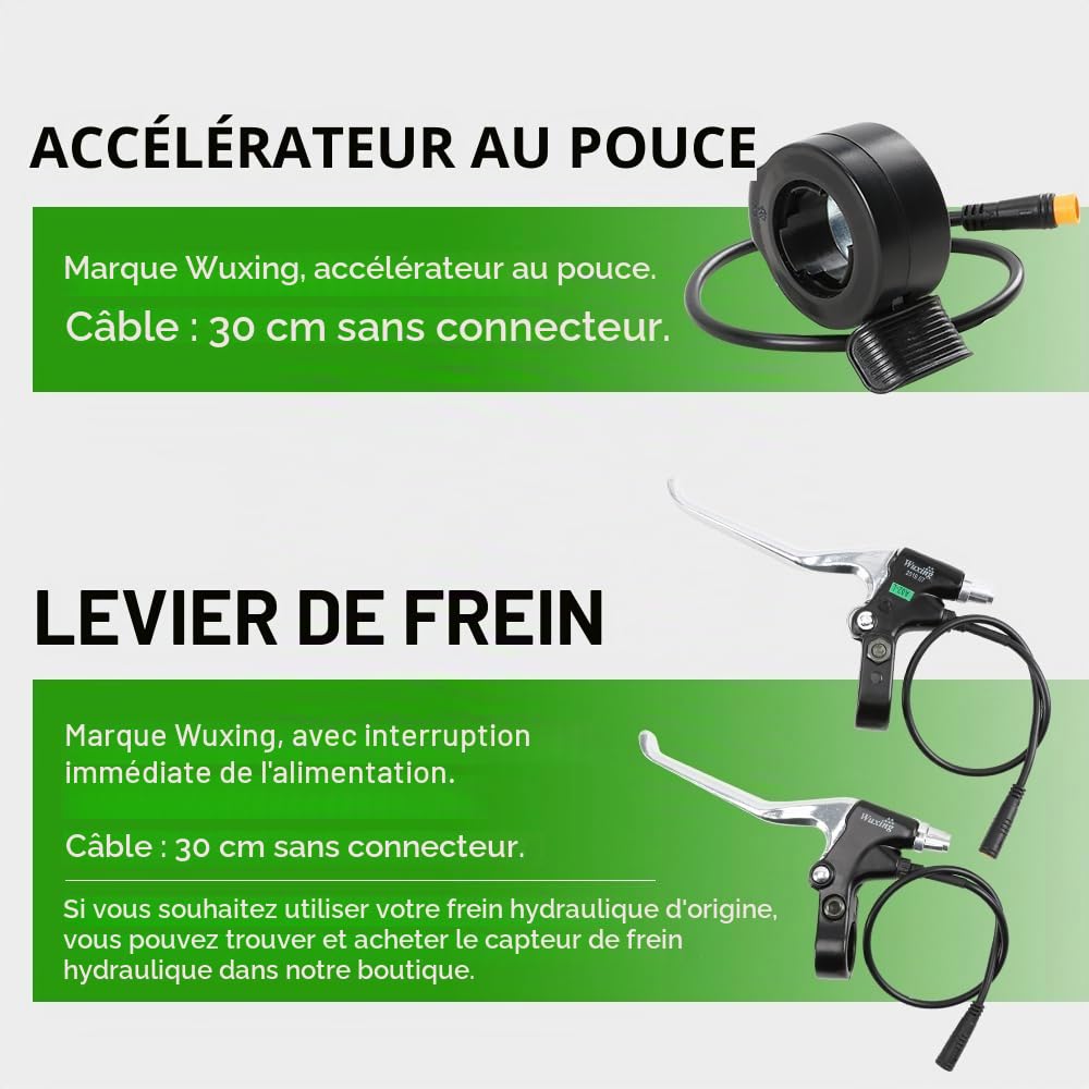 YOSE POWER Kit Ebike 36V250W Kit de Conversion de moyeu pour vélo électrique Avant 26 "avec Batterie Hailong 36V 18Ah Écran LCD Bricolage pour vélo électrique
