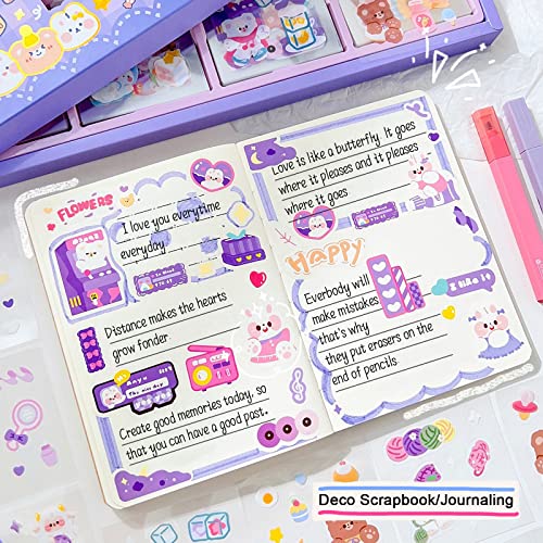 2000 Pcs Cute Stickers, Waterproof Vinyl Transparent Stickers, Kawaii Fun Stickers For Water Bottle Laptop Scrapbook Journaling, 200 Sheets Animal Stickers Boxed Gifts For Kids Teens Girls Boys #TOP3
