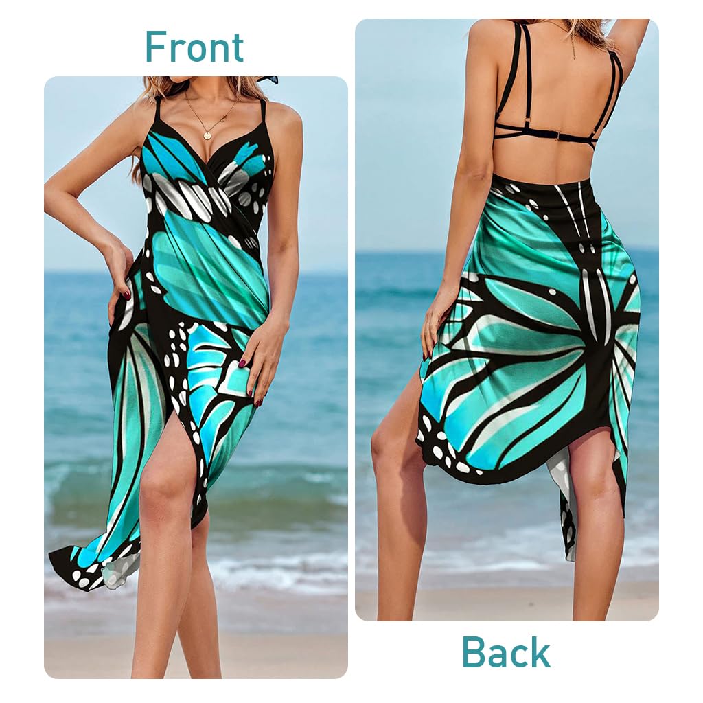 PALAY Butterfly Print Beach Dress for Women, Lightweight Sarong Cover Up 2