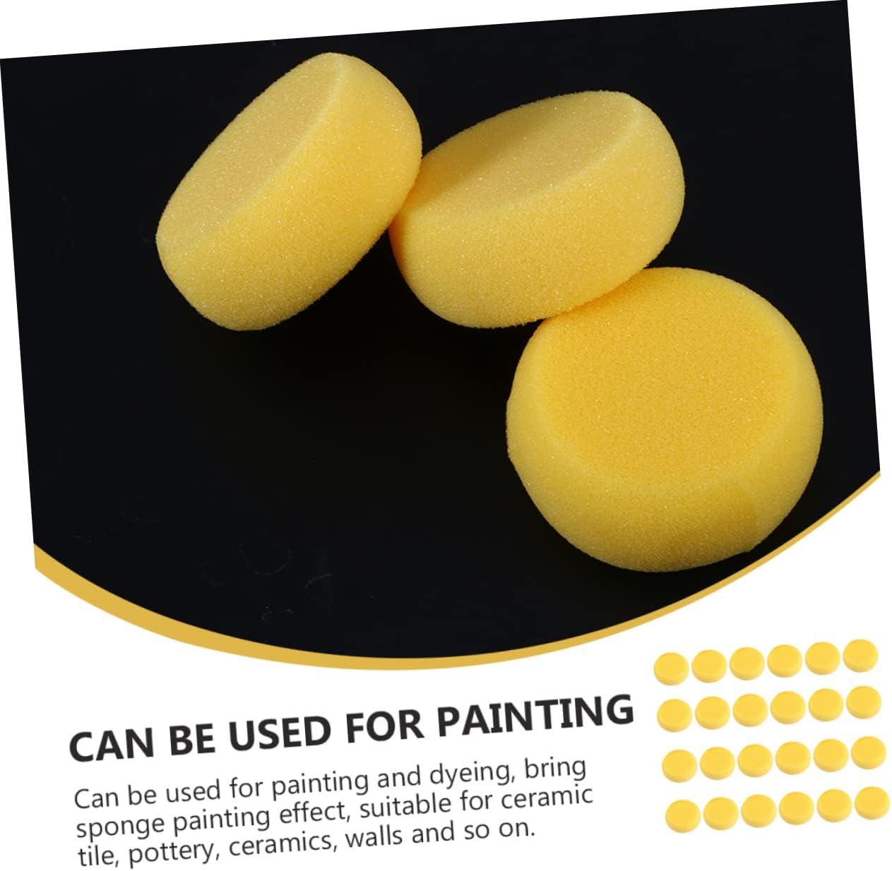 ABOOFAN 3sets Yellow Round Painting Sponges Multipurpose Artist Sponges for Crafts Pottery and Face Painting Soft Absorbent Non-deformable for Art Projects and Home Use