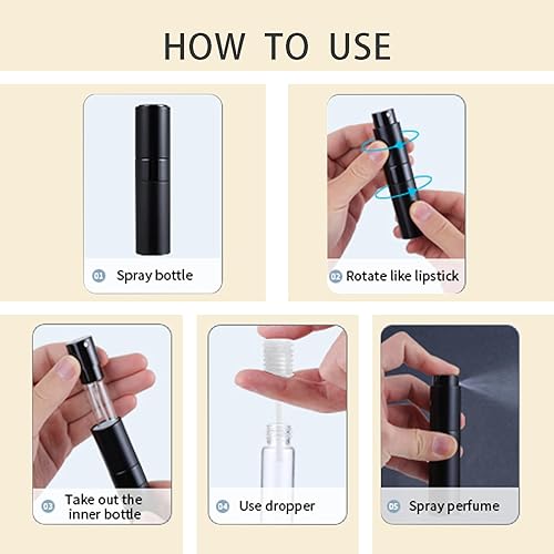 Miniatura 5 de YOCASII 3 botellas de perfume de viaje rellenables, botella de viaje de colonia de 0.3 fl oz, botella recargable de perfume portátil para viajes,