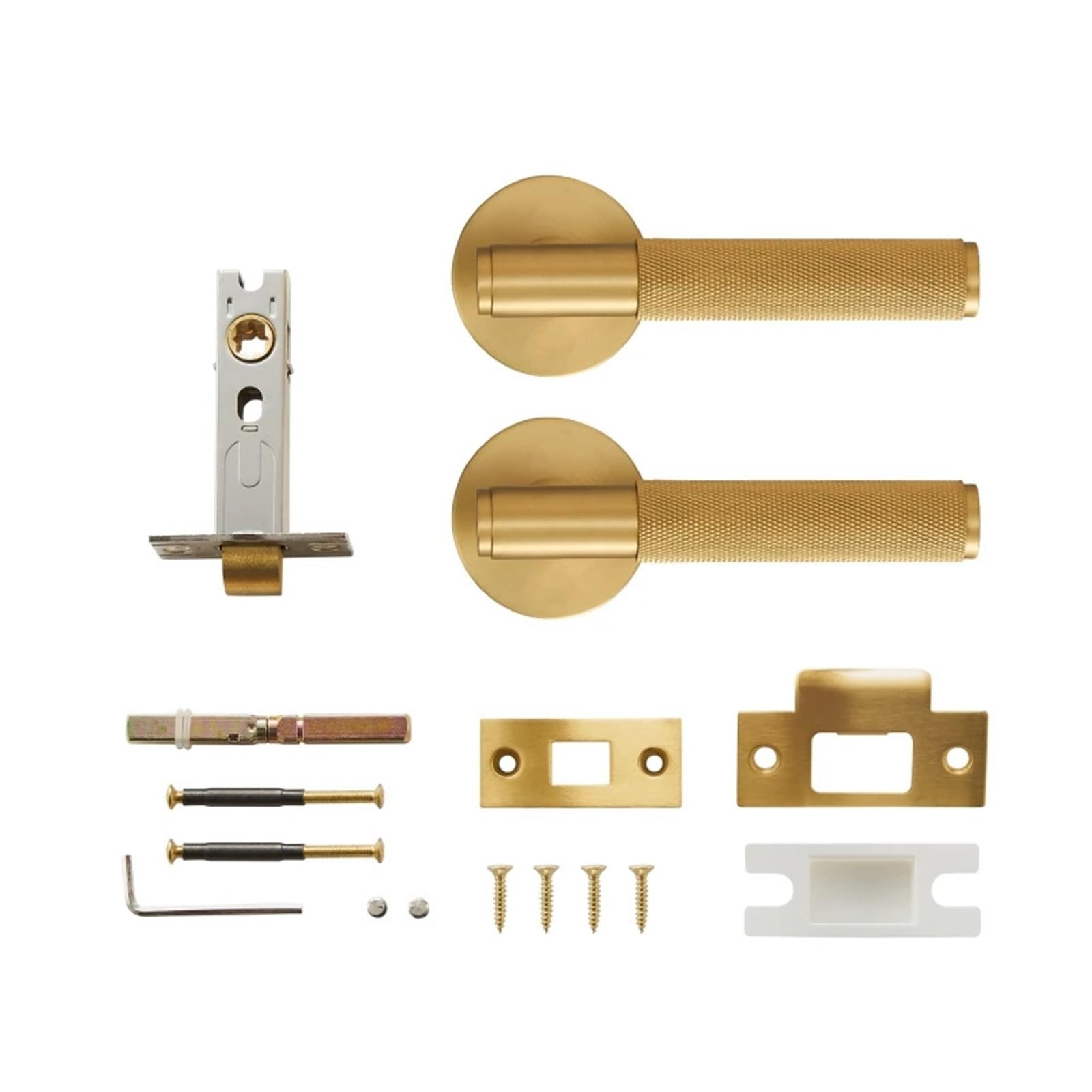 Sharunsfeli Passage-Sb Dooroom Brass Door Lever Set Knurled Privacy Passage Dummy Thumbturn Lock Handle Set Knurled Hardware(Passage-Sb)