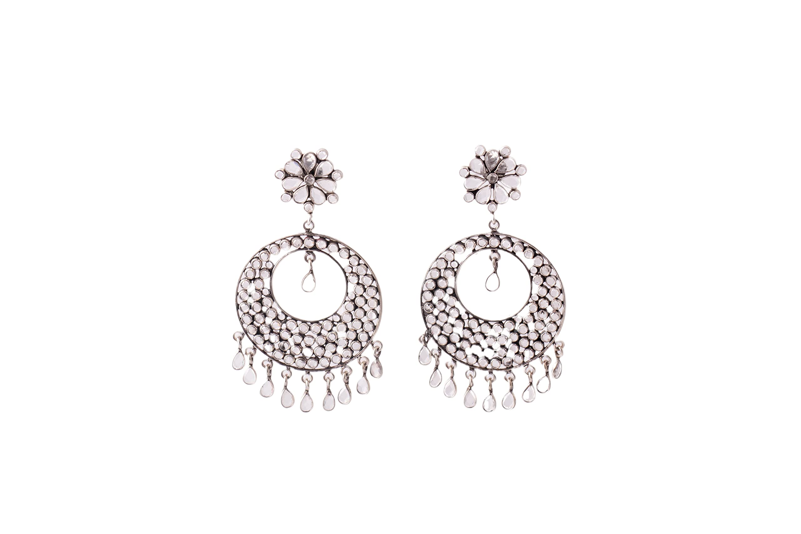 Shyle 925 Sterling Silver Earring, Essence Fine Scintillating Statement Chandbali, Well Stamped with 92.5,Long Earrings, Oxidized Traditional Earrings, Ethnic Jewellery (B0BLCX79J3) Amazon Price History, Amazon Price Tracker