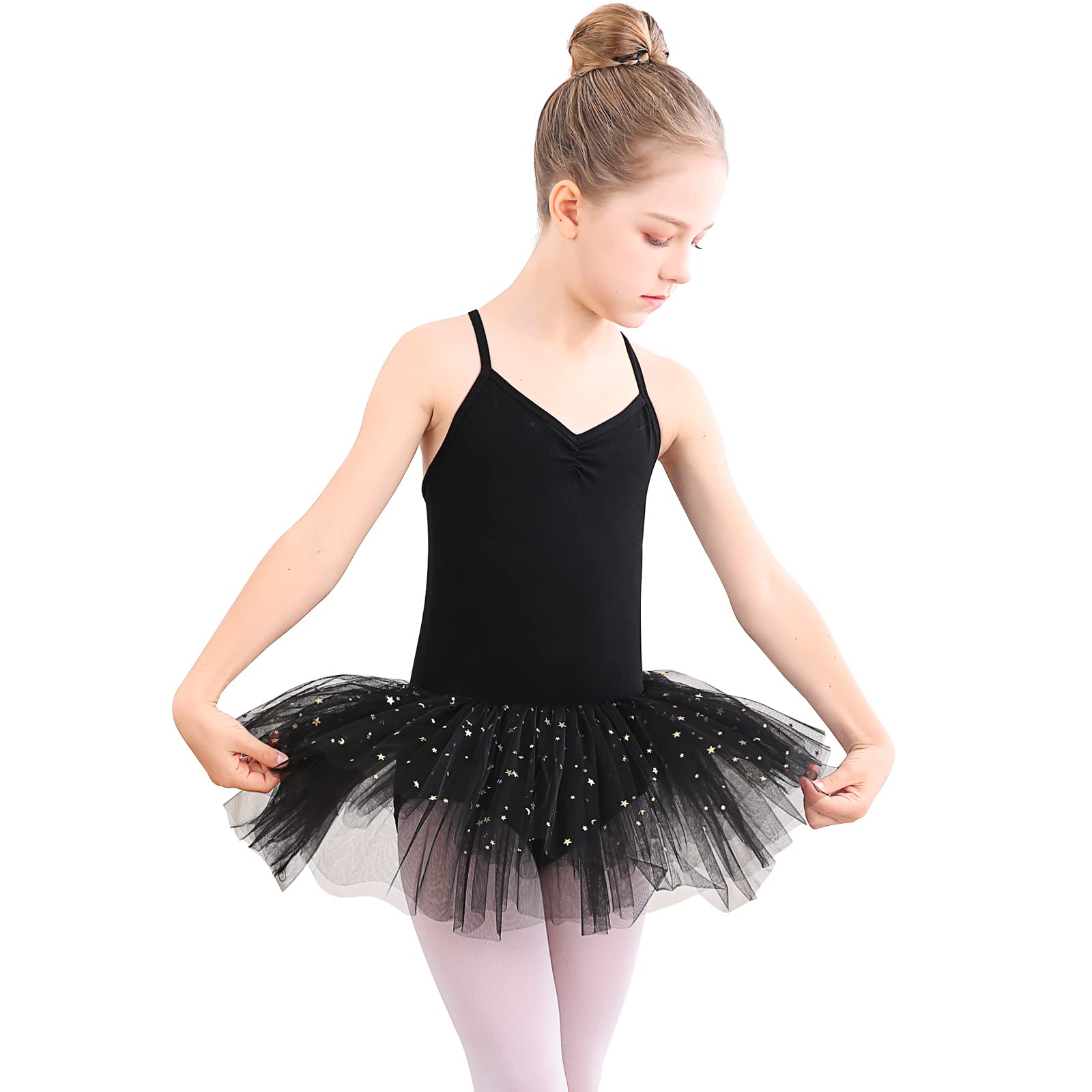 Bezioner Maillot de Danza Tutú Vestido de Ballet sin Mangas Gimnasia Leotardos Algodón Body Clásico para Niñas