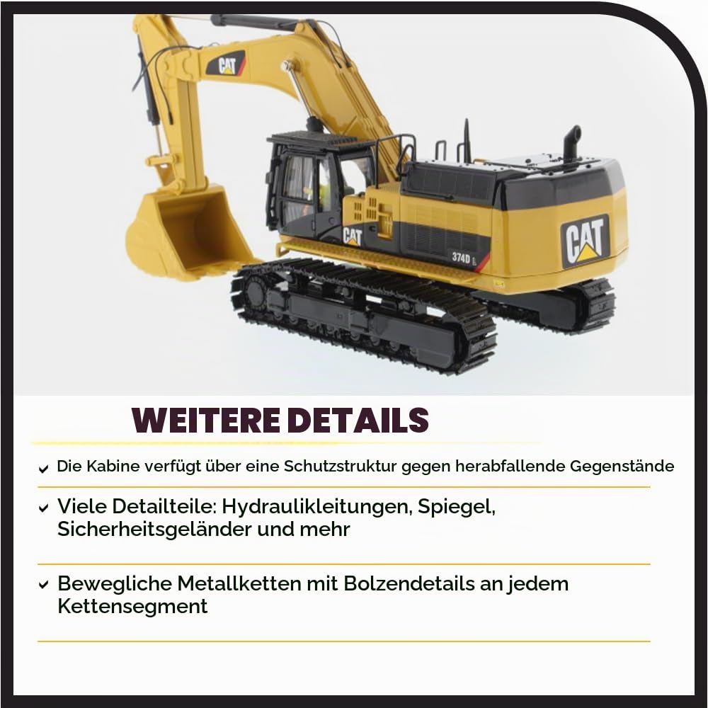 Diecast Masters Cat 374D L Hydraulikbagger 1:50 | In Blechdose, detailgetreues CAT Modell, ab 14 Jahren, für Sammler, 85274